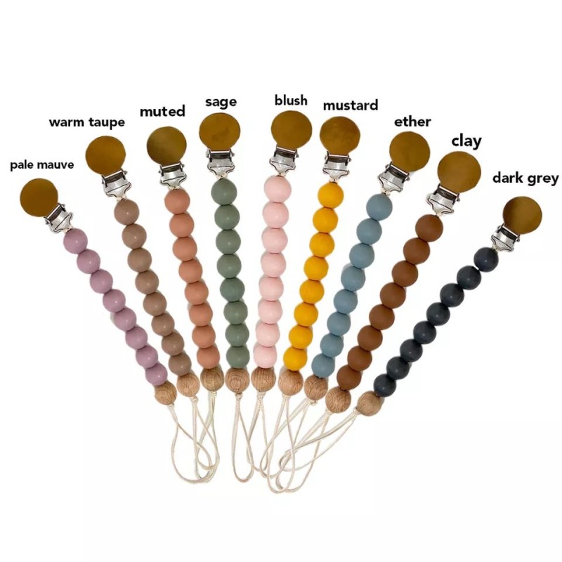 Lucky Wholesale Custom Baby Teething Dummy Chain Holder Silicone Pacifier Clip