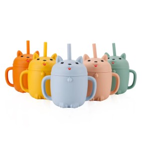 Wholesale Silicone Baby Straw Cup BPA Free Baby Silicone Cup with Straw Baby Feeding Supplies