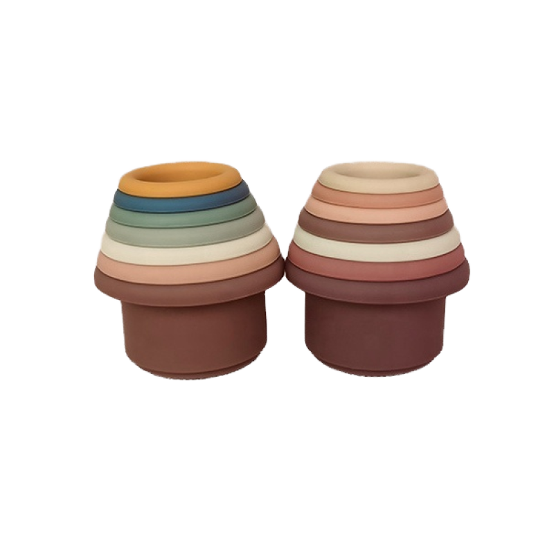 New Educational Children Toy Silicone Stacking Cups Soft Plastic Baby Building Blocks Set