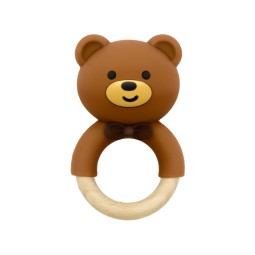 Wholesale DIY Baby Wooden Silicone Teether Unisex Animal Shape Stacking Toy Plush Toy 0-24 Months