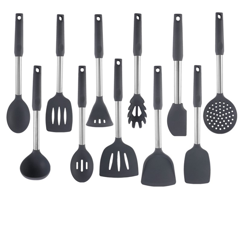 China Custom Complete Latest Creative Practical Luxury Silicone Pink Cute Cooking Kitchen Utensils Household Kitchen Tools