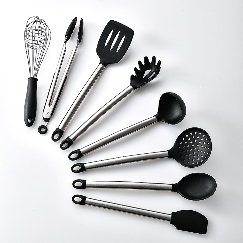 China Custom Complete Latest Creative Practical Luxury Silicone Pink Cute Cooking Kitchen Utensils Household Kitchen Tools