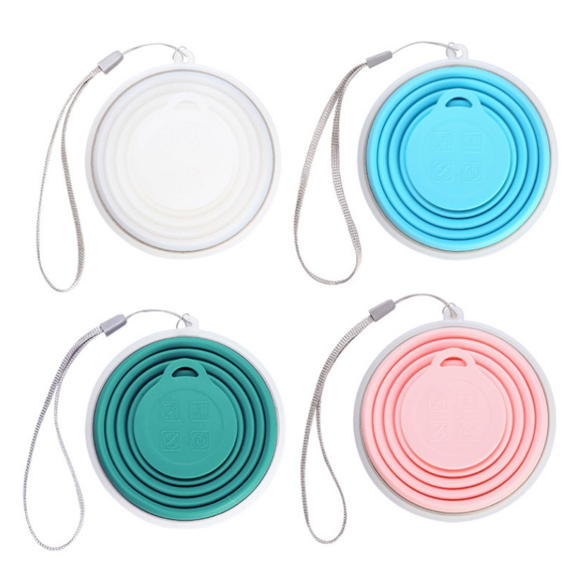 Travel Portable Food Grade Silicone Collapsible Water Bottle Custom Drinking Coffee Cup Reusable Collapsible Coffee Cup with Lid