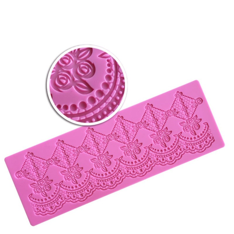 Manufacturer Custom Cake Decorating Fondant Large Edible Table Silicone Lace Mat Cake