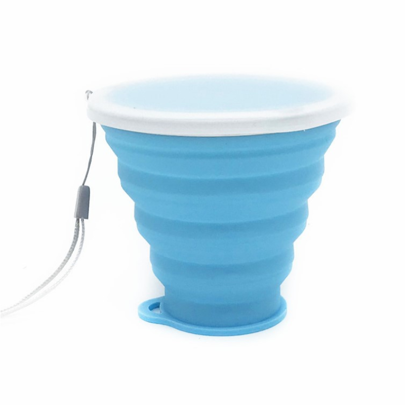 Travel Portable Food Grade Silicone Collapsible Water Bottle Custom Drinking Coffee Cup Reusable Collapsible Coffee Cup with Lid