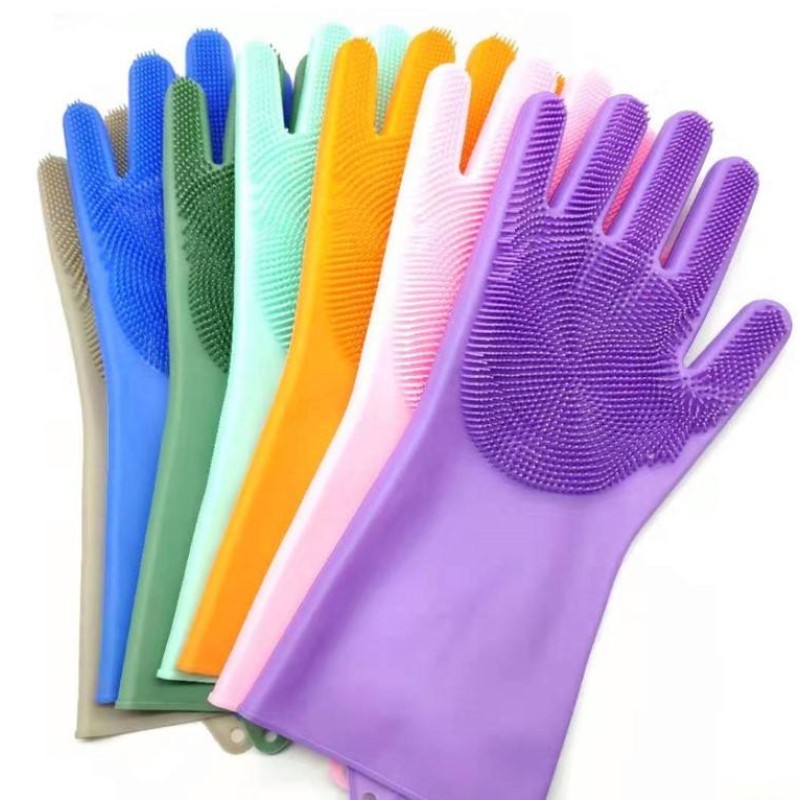 Multi-function Silicone Dishwashing Gloves Magic Silicone Body Pet Bath Gloves
