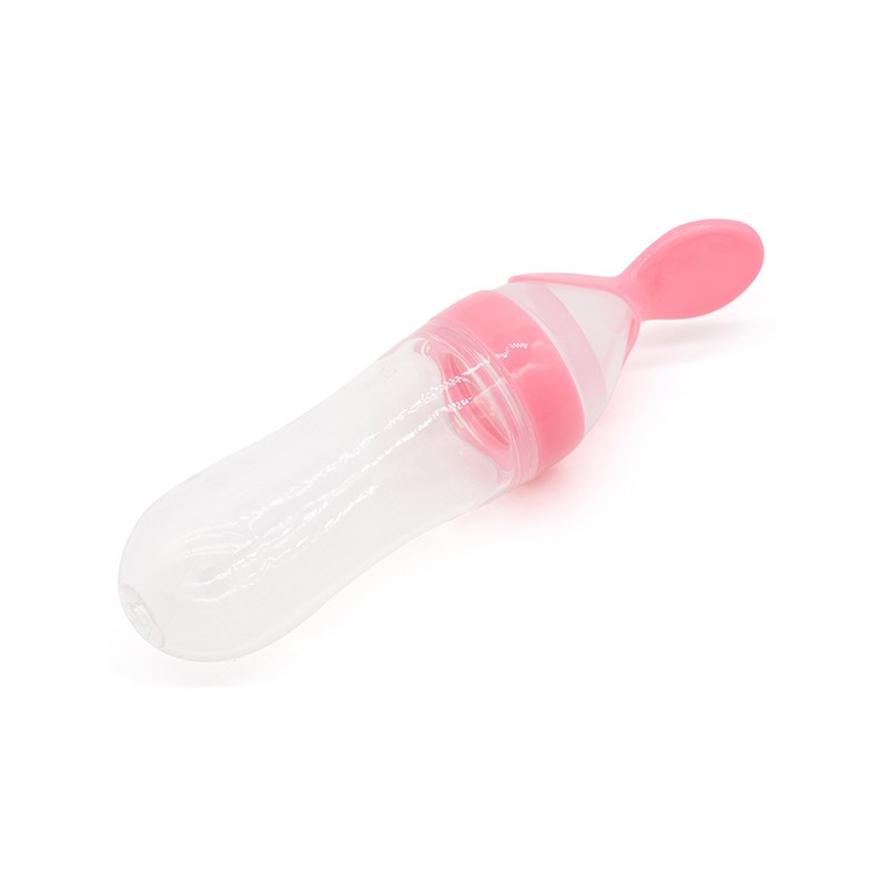 90ml Cute Safe Baby Silicone Feeding Set with Spoon Baby Feeding Gift Set Bottle BPA Free
