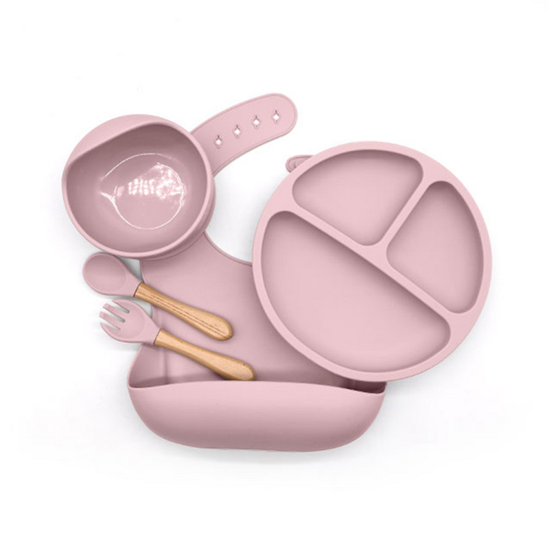 BPA Free Baby Feeding Set Soft Silicone Bowl Spoon Splash Plate Bowl Spoon Kids Utensils