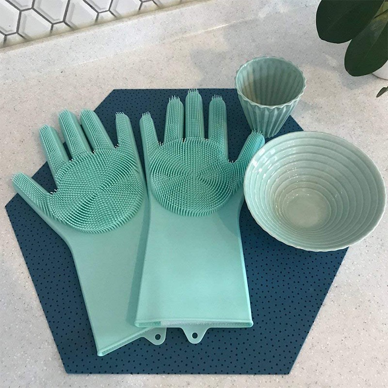 Magic Heat Resistant Silicone Rubber Cleaning Hand Scrubber Kitchen Ware Household Washing Glove