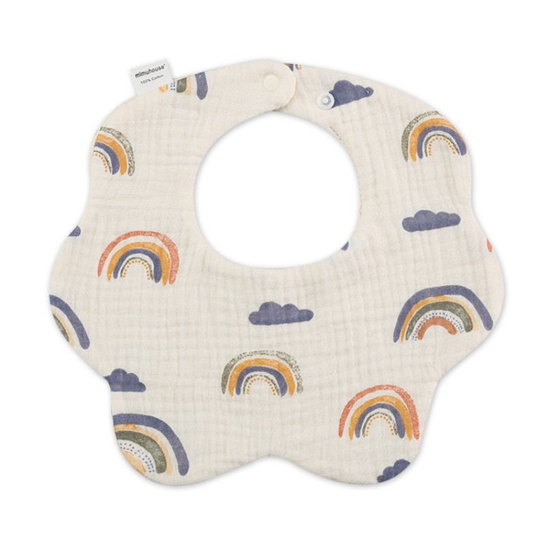 Wholesale Custom Reusable Soft Button Anti-Drool Bib Organic Cotton Bib Baby Waterproof Infant Bib