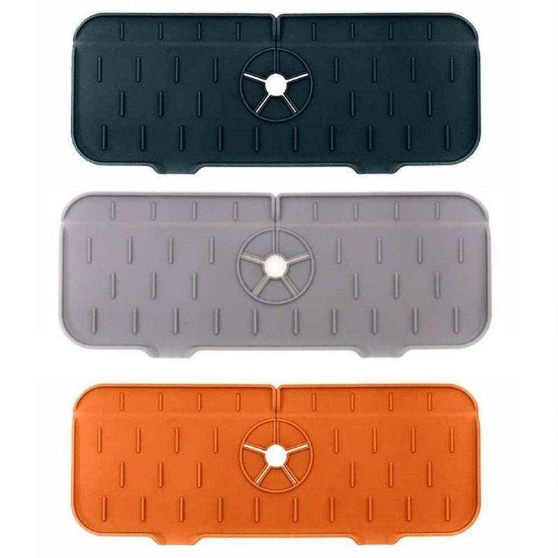 2022 Silicone Sink Faucet Drip Tray Sink Splash Guard Drip Catcher Sink Faucet Drip Tray Kitchen Faucet Backsplash Drain Mat