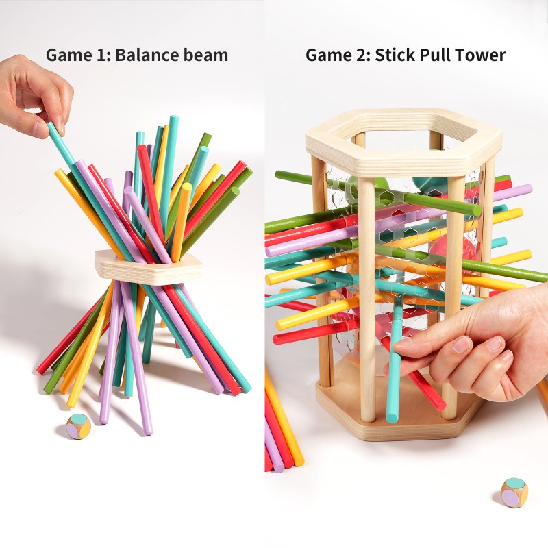 New Arrival Montessori Board Game Wooden Toy with Sticks Kerplunk Kids Game Family Game Don't Let the Ball Drop