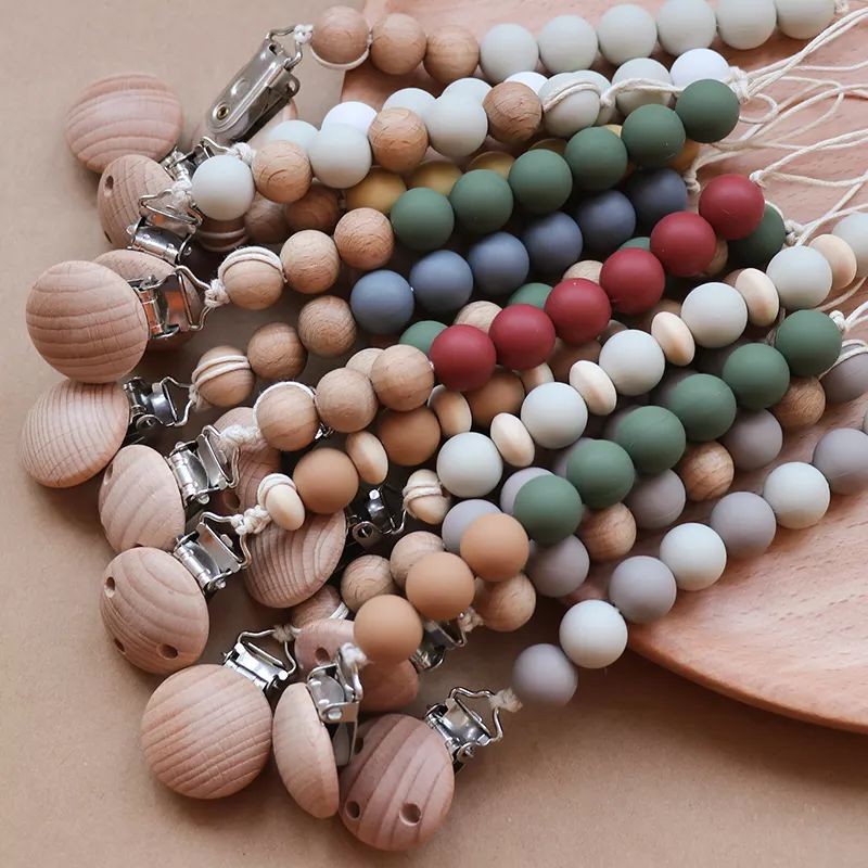 Lucky Wholesale Custom Baby Teething Dummy Chain Holder Silicone Pacifier Clip