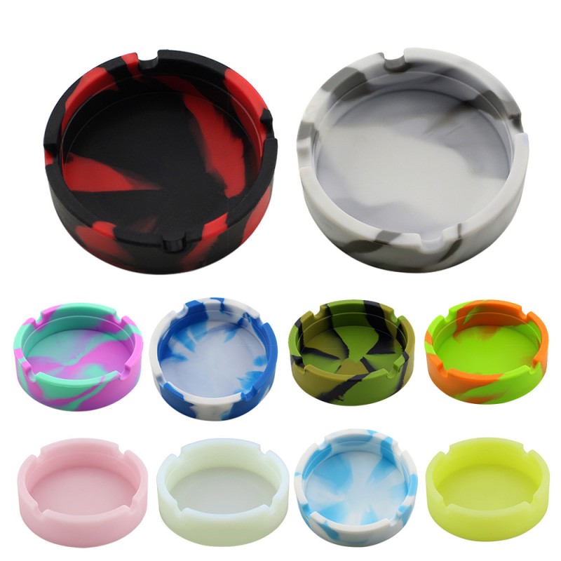 Custom Silicone Ashtray with Lighter High Temperature Resistant Classic Smokeless Round Design Custom Logo Smoking Accessories