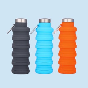 Manufacturer Custom 500ml Kids Collapsible Water Drink Measure Foldable Suction Collapsible Silicone Cup