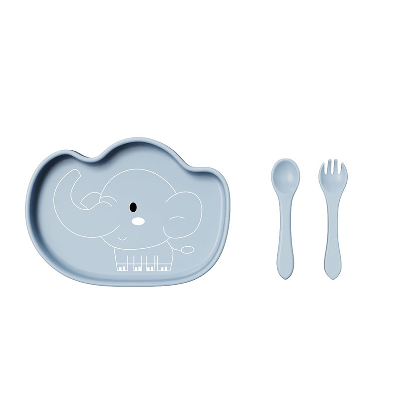 New Eco-Friendly Non-Toxic Strong Suction Bowl Spoon Set Feeding Bib Baby Silicone Plate Set