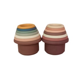 New Educational Children Toy Silicone Stacking Cups Soft Plastic Baby Building Blocks Set
