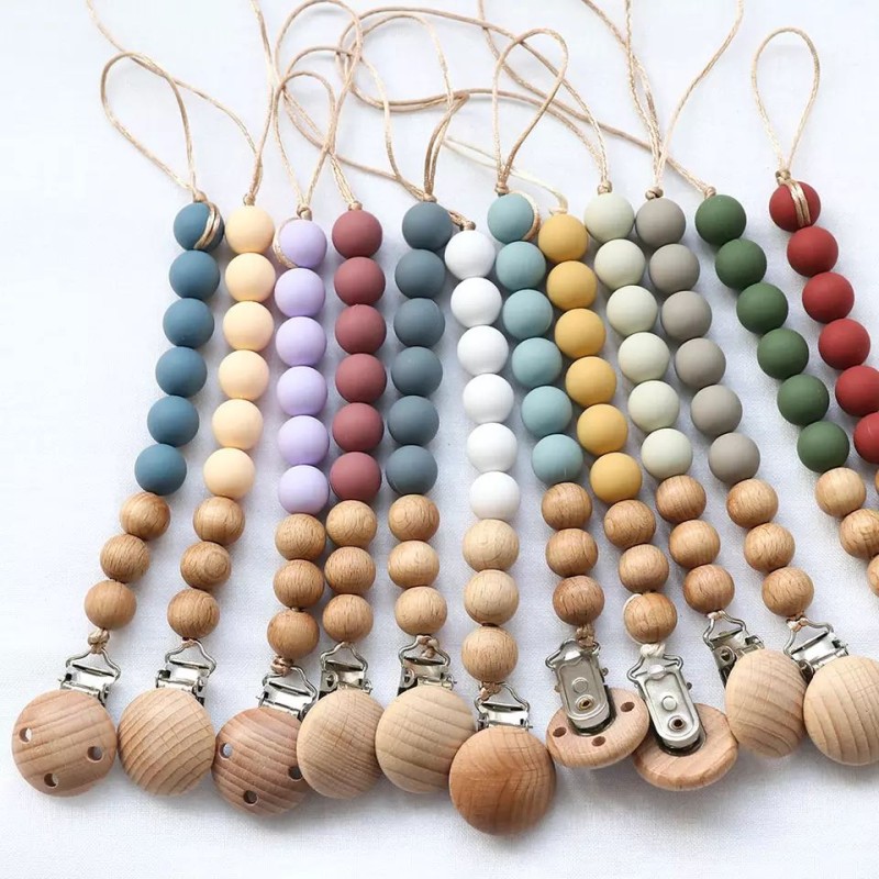 Lucky Wholesale Custom Baby Teething Dummy Chain Holder Silicone Pacifier Clip