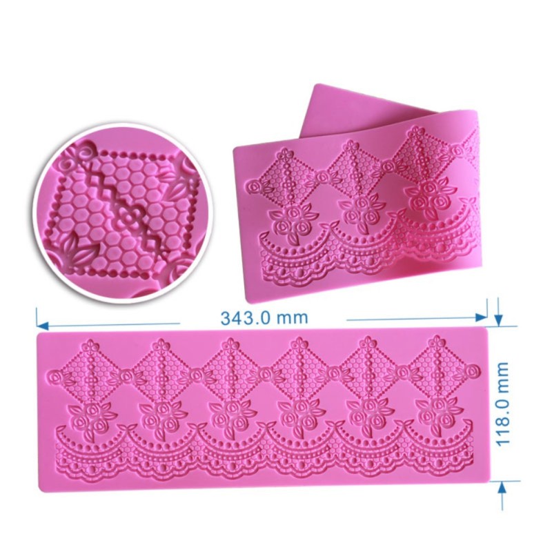 Manufacturer Custom Cake Decorating Fondant Large Edible Table Silicone Lace Mat Cake