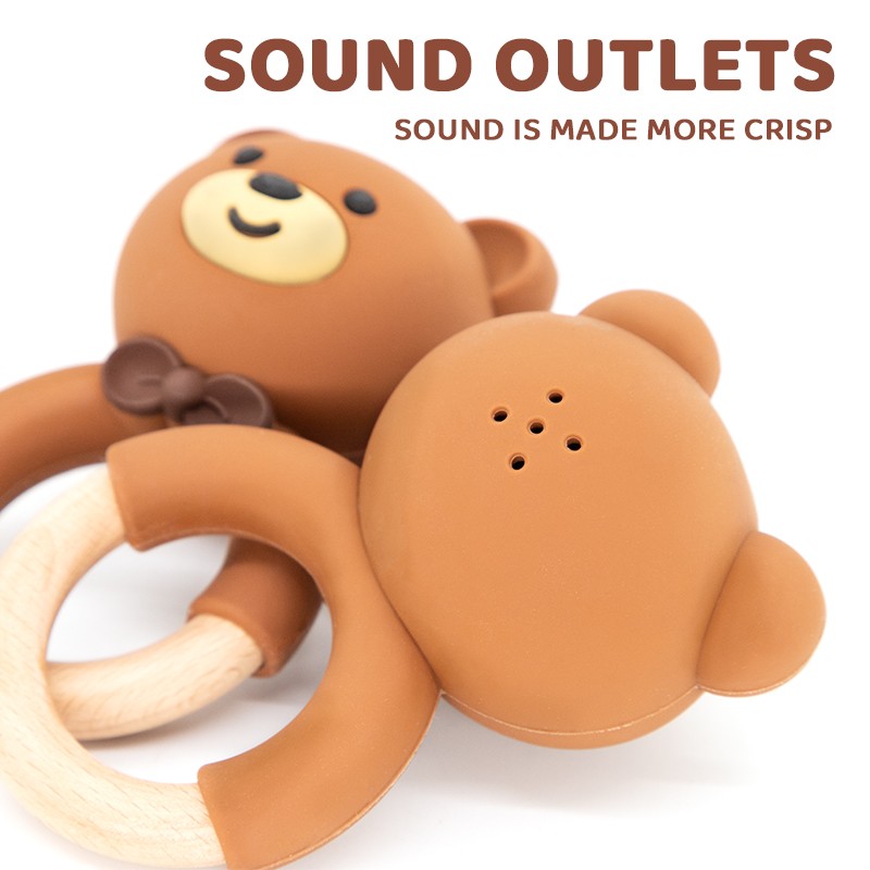 Wholesale DIY Baby Wooden Silicone Teether Unisex Animal Shape Stacking Toy Plush Toy 0-24 Months