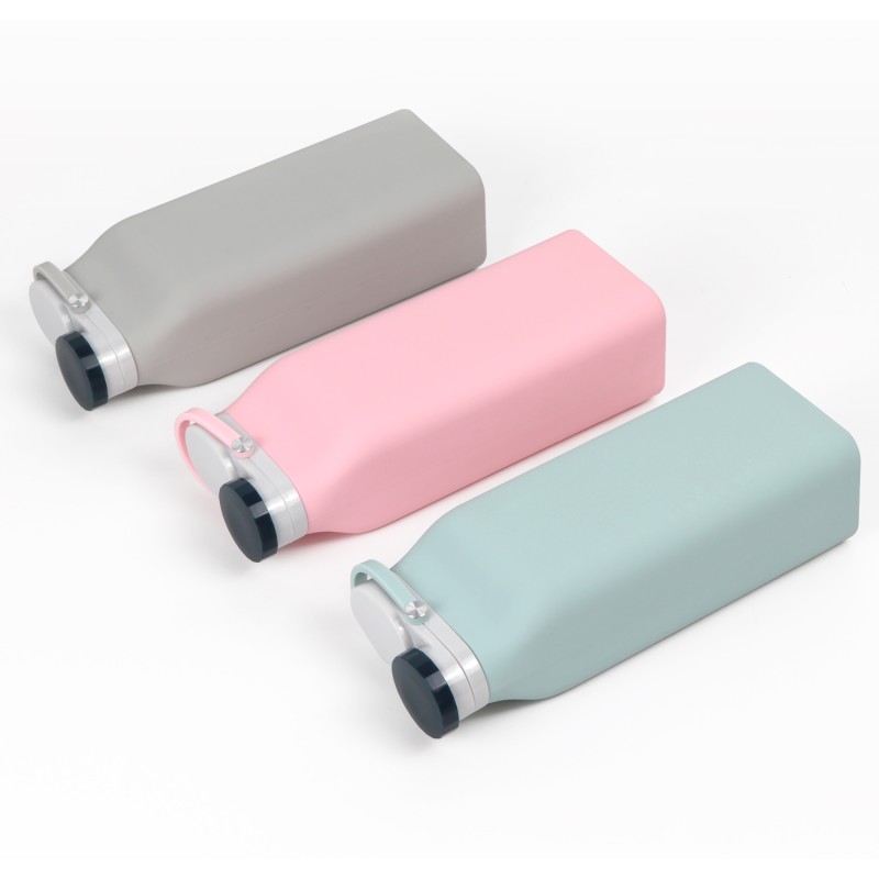 Wholesale Eco-Friendly Bpa Free Silicone Gym Thermos Cute Collapsible Flat Square Custom Logo Lid Heat Retention Function Food