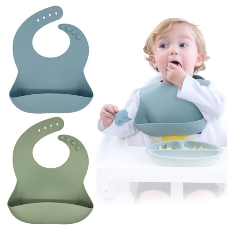 Hot Selling BPA Free Silicone Baby Feeding Set with Silicone Baby Bib Baby Products