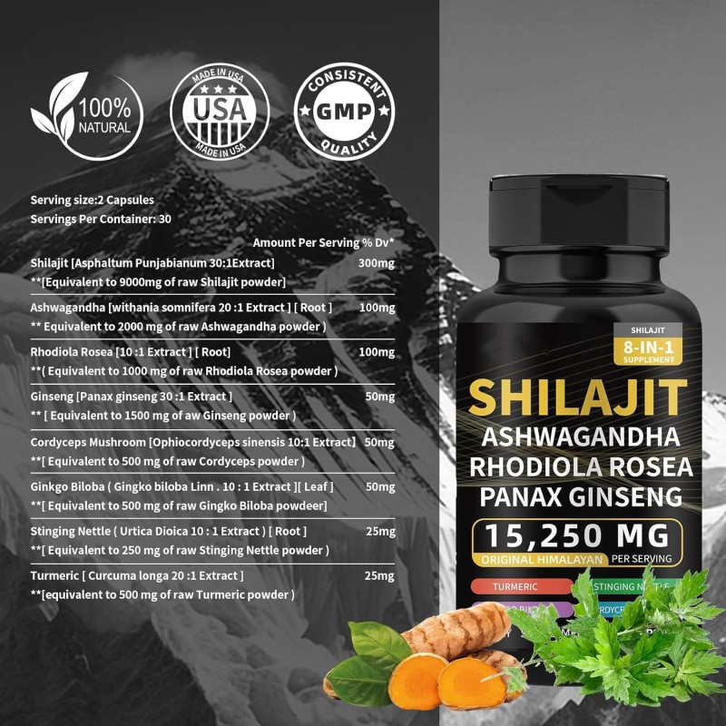 Herbal Supplement OEM Private Label Pure Natural Shilajit Sea Moss Lion's Mane Capsules Shilajit