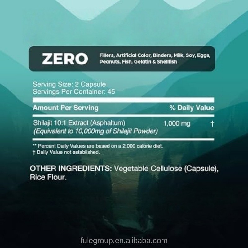 Hot Sale OEM Private Label Support Free Sample Herbal Supplement Custom Label Shilajit Capsules