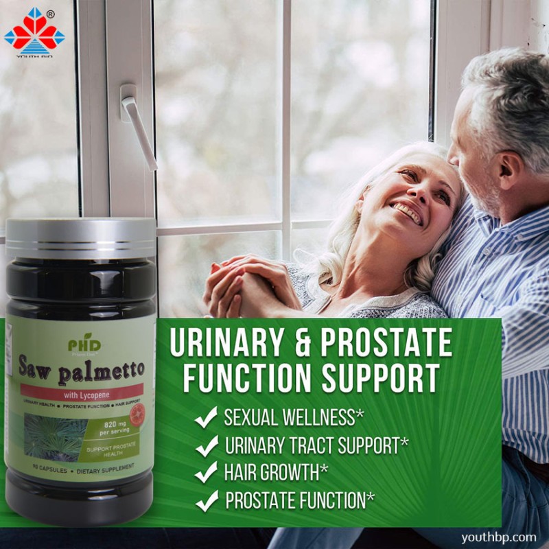 Herbal Supplement Adult Male Prostate Health Saw Palmetto Extract Lycopene Hair Growth Plant-Based Capsules