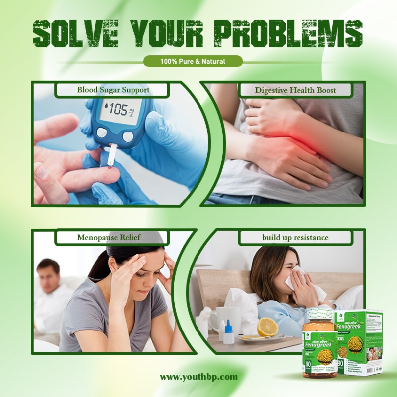 Youth Bulk Supply Fenugreek (Trigonella Foenum-Graecum) Extract 20:1 1000mg Capsules for Adult Use - Metabolism Support Antioxidant