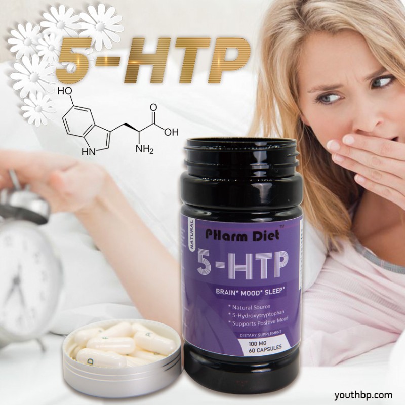 5-HTP Capsules with Vitamin B6 C Glycine Adult Mood Sleep Support Pregnancy Safe Bulk Wholesale Herbal Supplement