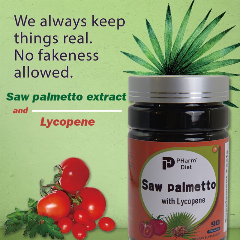 Saw Palmetto Lycopene 410mg Capsules Herbal Prostate Support for Men Pumpkin Seed Zinc 90 Capsules Not for Pregnant Women Adult
