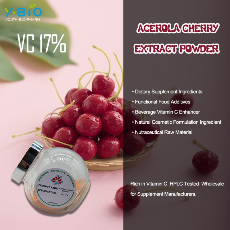 HPLC Verified Food Grade Acerola Cherry Extract Powder 17% Vitamin C Natural Antioxidant Solvent Extract Dietary Supplement