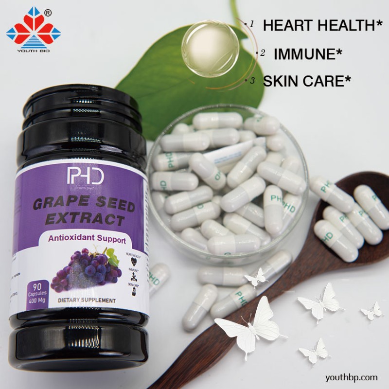 Premium Adult Grape Seed Extract Capsules 400mg Potent Antioxidant Herbal Supplement for Beauty