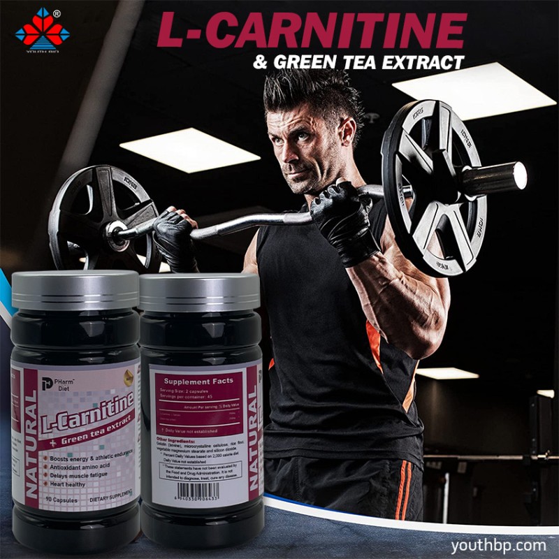 500mg * 90 Caps Green Tea L-Carnitine Capsules Natural Fat Burner Metabolism Booster Energy Supplement Adult Not for Pregnancy