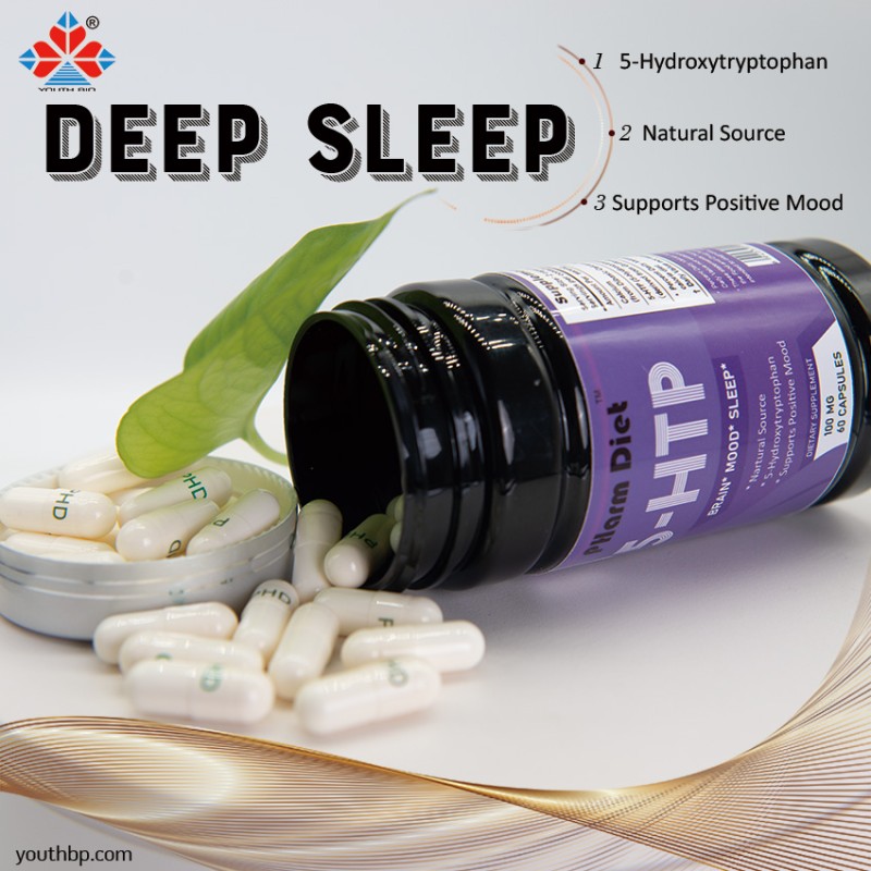 5-HTP Capsules with Vitamin B6 C Glycine Adult Mood Sleep Support Pregnancy Safe Bulk Wholesale Herbal Supplement