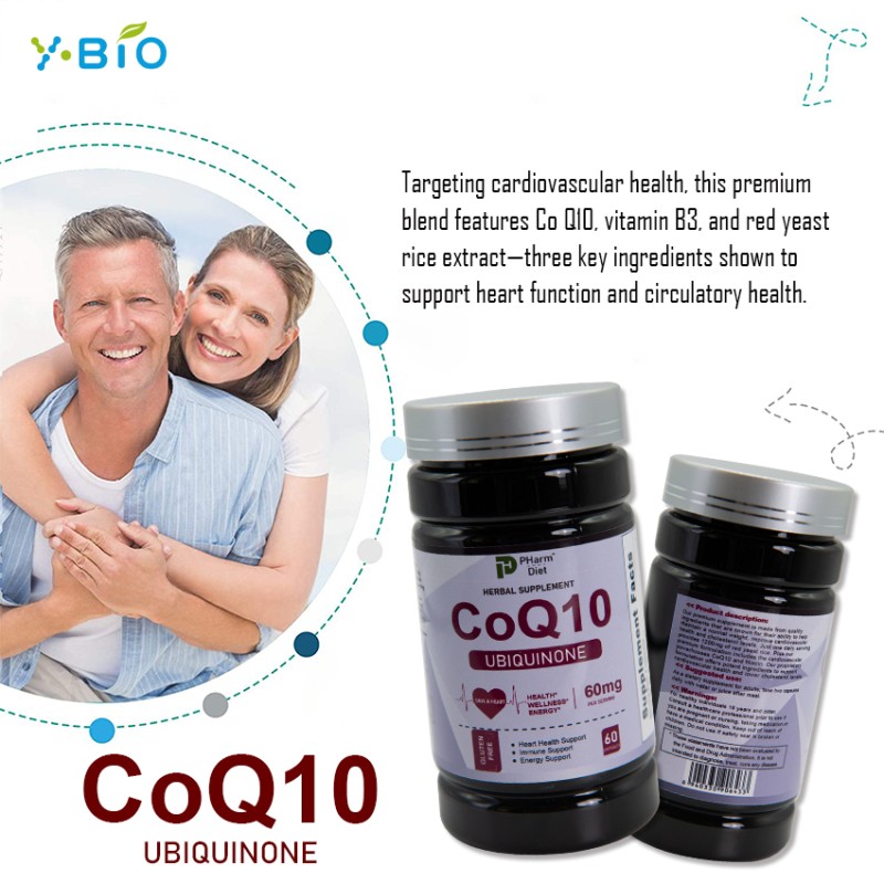 Youth 60 Capsules Coenzyme Q10 (30mg) Heart Support Formula Niacin Red Yeast Rice Extract Antioxidant Immune Support Dietary