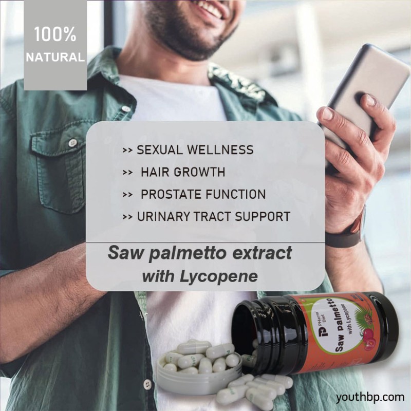 Saw Palmetto Lycopene 410mg Capsules Herbal Prostate Support for Men Pumpkin Seed Zinc 90 Capsules Not for Pregnant Women Adult