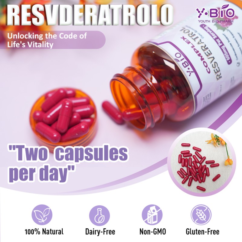Private Label Resveratrol Hydrolyzed Collagen Hyaluronic Acid Antioxidant Herbal Supplement Capsules for Adult Health