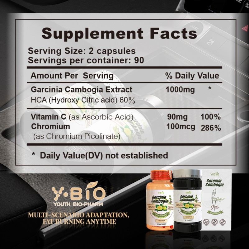 HALA Certified Youth Garcinia Cambogia Extract Capsules (1000mg HCA 60% Vitamin C Chromium) - Weight Loss Beauty Detox Effects