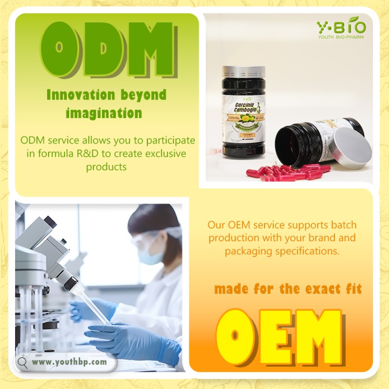 OEM/ODM Garcinia Cambogia 1000mg (HCA 60%) Capsules with 90mg Vitamin C and Chromium