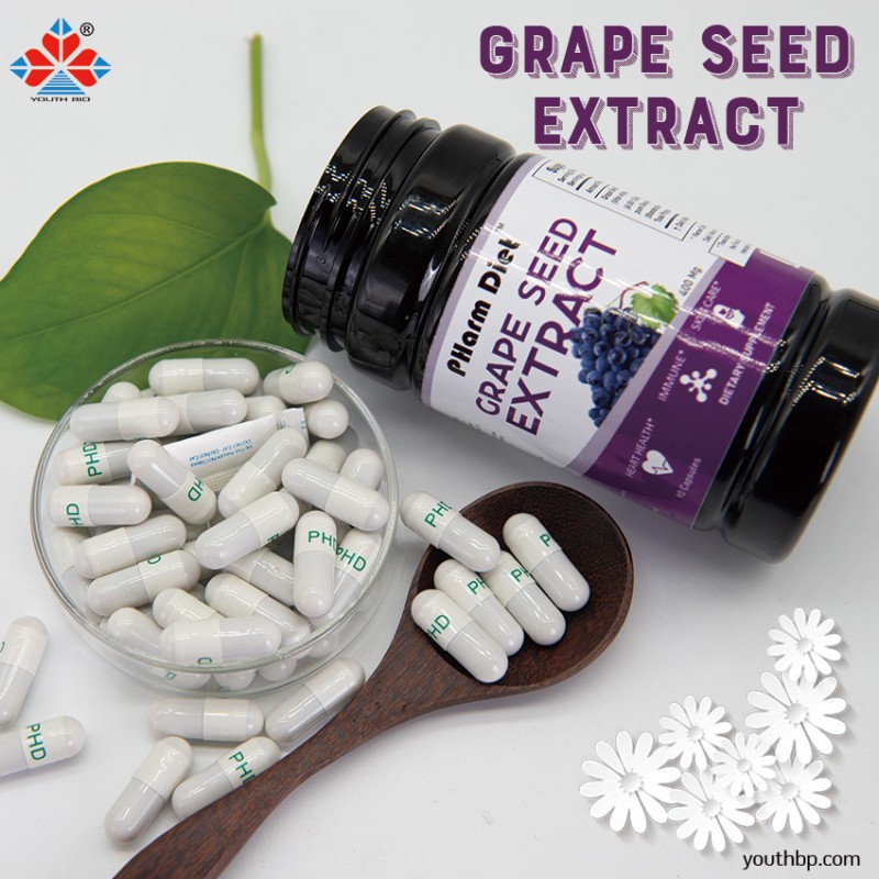 Youth 500mg Grape Seed Extract 90 Capsules/Bottle Antioxidant Skin Brightening Cardiovascular Enhancer Beauty Not for Pregnant Women