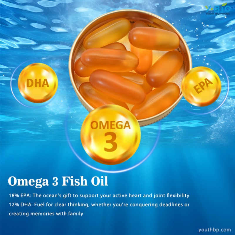 Premium 120pc Fish Oil Softgel Capsules Enteric Coated 18% EPA/12% DHA Antioxidant Support Heart Cognitive Health Adult ODM