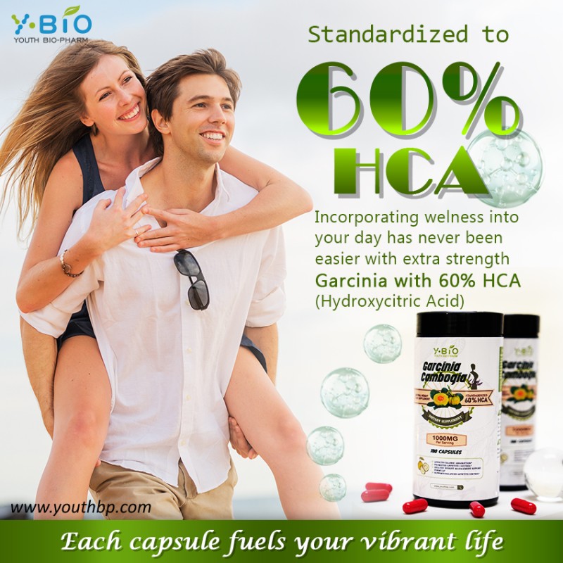 OEM/ODM Garcinia Cambogia 1000mg (HCA 60%) Capsules with 90mg Vitamin C and Chromium