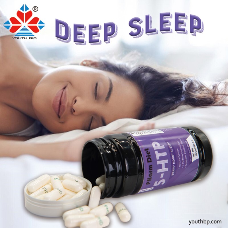 5-HTP Capsules with Vitamin B6 C Glycine Adult Mood Sleep Support Pregnancy Safe Bulk Wholesale Herbal Supplement