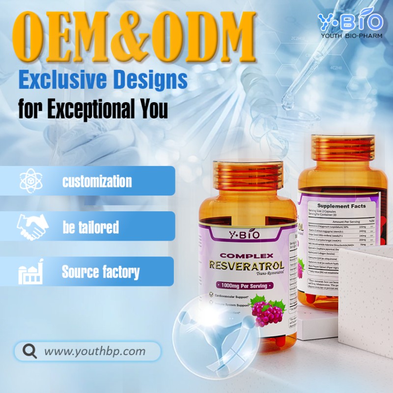 Youth Private Label Multi-Ingredient Herbal Supplement OEM/ODM Resveratrol NAD+ Complex Grape Seed Extract Antioxidant Capsules