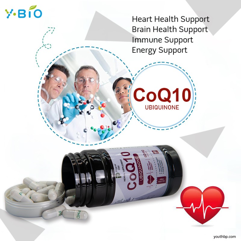 Youth 60 Capsules Coenzyme Q10 (30mg) Heart Support Formula Niacin Red Yeast Rice Extract Antioxidant Immune Support Dietary