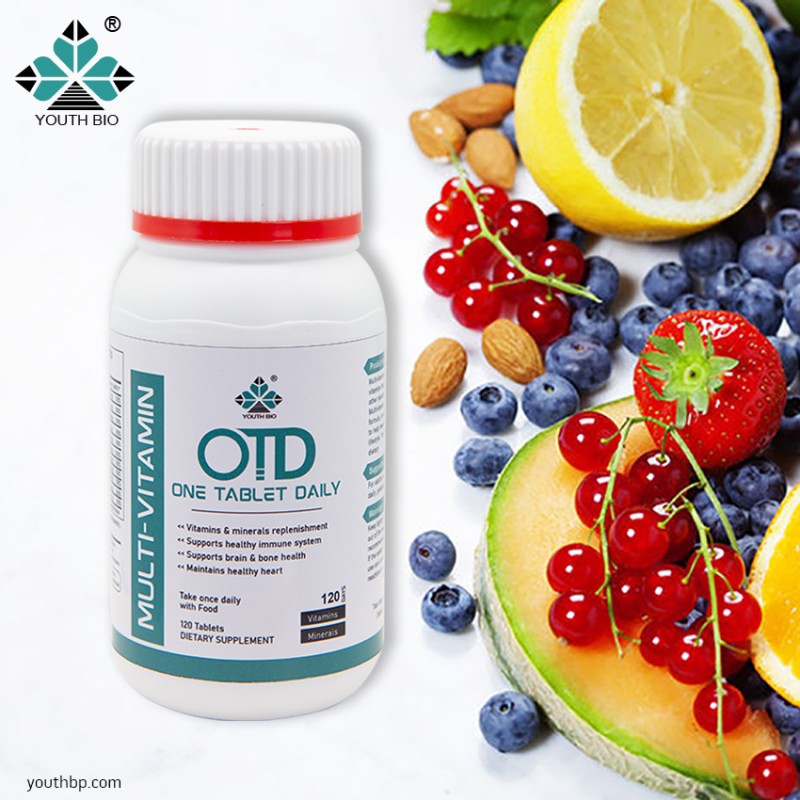 Youth Brand Private Label Organic Multivitamin Supplement Adult Vitamin B C D E Zinc 120 Tablets/Bottle Take 2 Daily