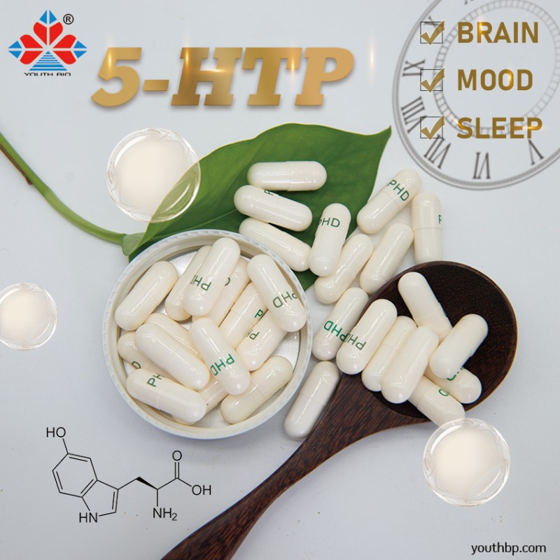 Youth 5HTP Complex Capsules Vitamin B6 C Glycine Mood Support Sleep Aid Herbal Supplement 60 Capsules/Bottle 2 Capsules