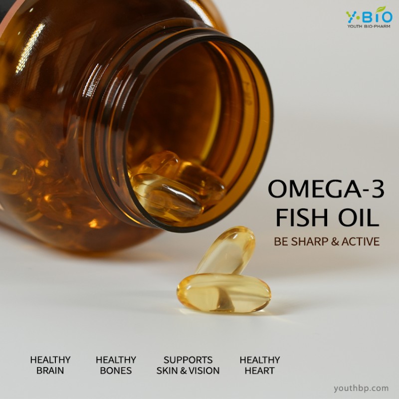 Private Label 200pc Natural Fish Oil Softgel Capsules 18% EPA/12% DHA Enhanced Adult Brain Health and Joint Flexibility